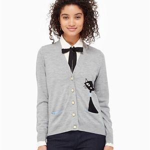 Kate Spade Broome Street Cat Intarsia Cardigan